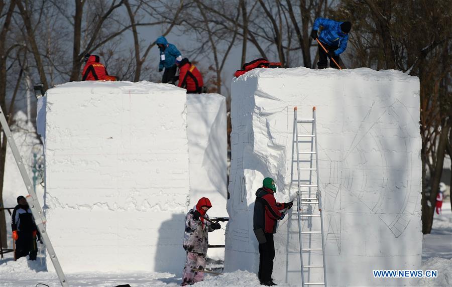 CHINA-HEILONGJIANG-HARBIN-SNOW SCULPTURE-COMPETITION (CN)