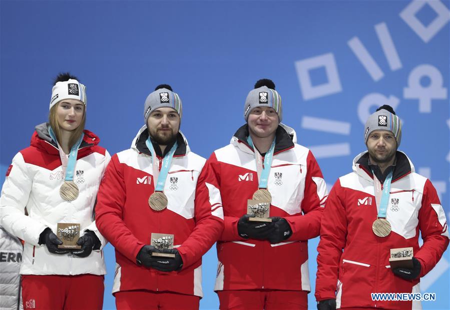 (SP)OLY-SOUTH KOREA-PYEONGCHANG-LUGE-TEAM RELAY-MEDAL CEREMONY