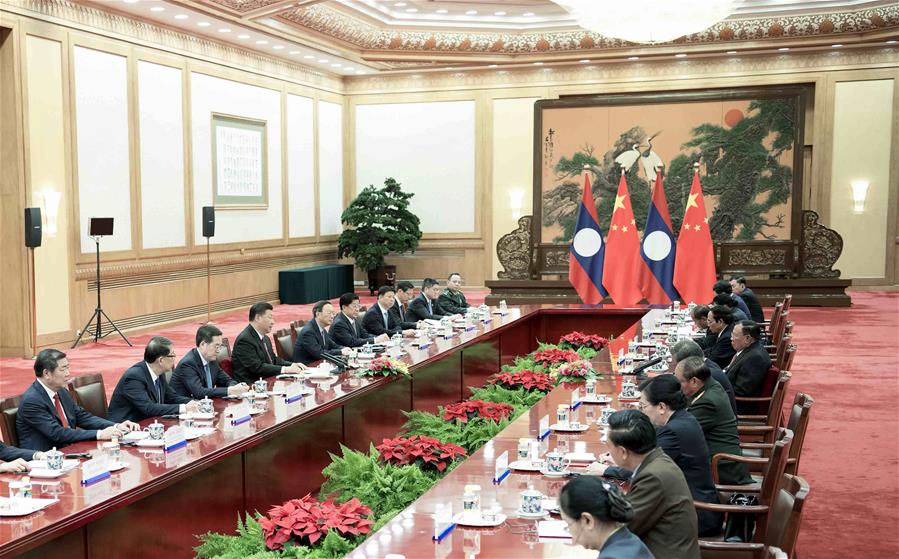 CHINA-BEIJING-XI JINPING-LAOS-BOUNNHANG VORACHIT-TALKS (CN)