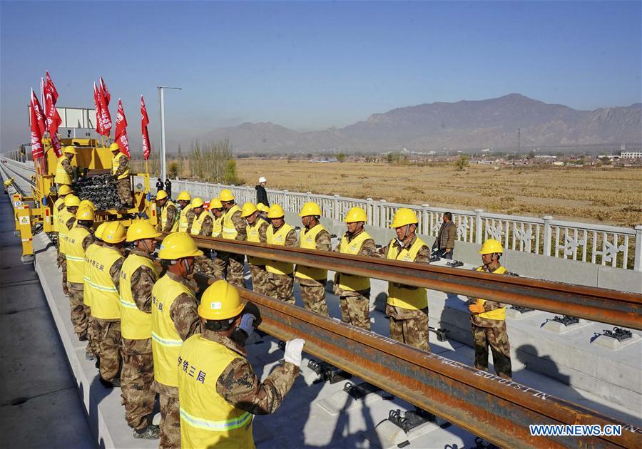 CHINA-HEBEI-BEIJING-ZHANGJIAKOU HIGH-SPEED RAILWAY-TRACK LAYING (CN)