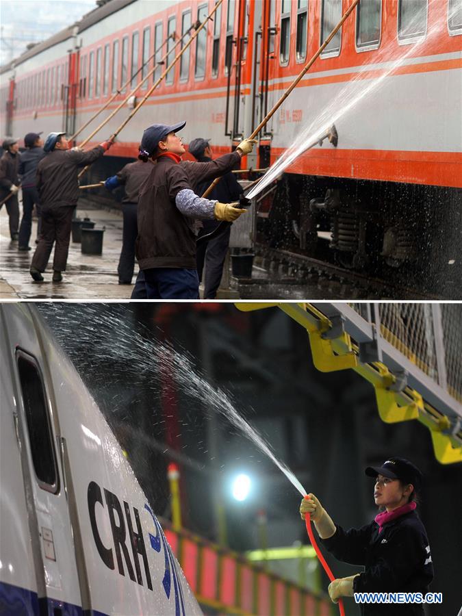 (MOMENTS FOREVER)CHINA-SPRING FESTIVAL-TRAINS-NOW AND THEN (CN)