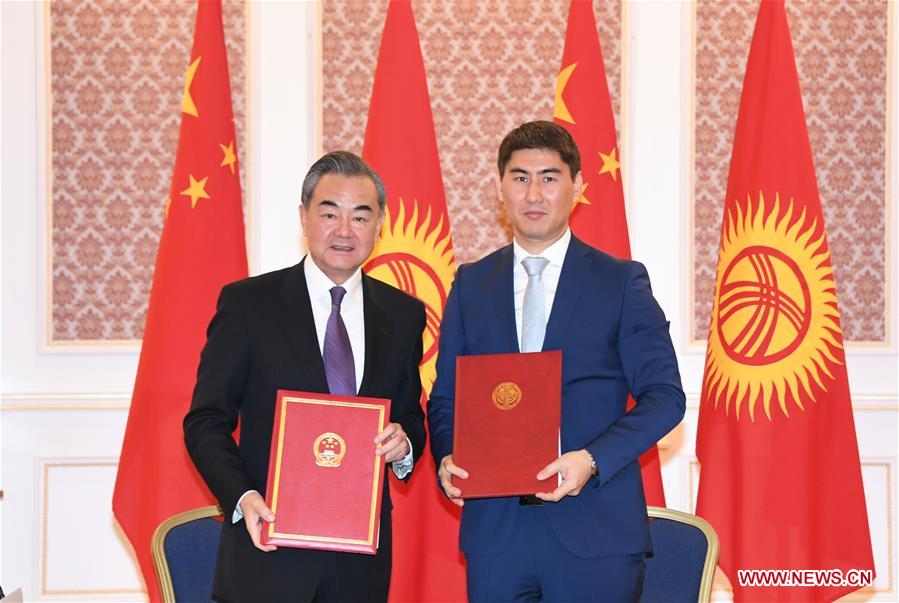  KYRGYZSTAN-BISHKEK-CHYNGYZ AIDARBEKOV-CHINA-WANG YI-MEETING 