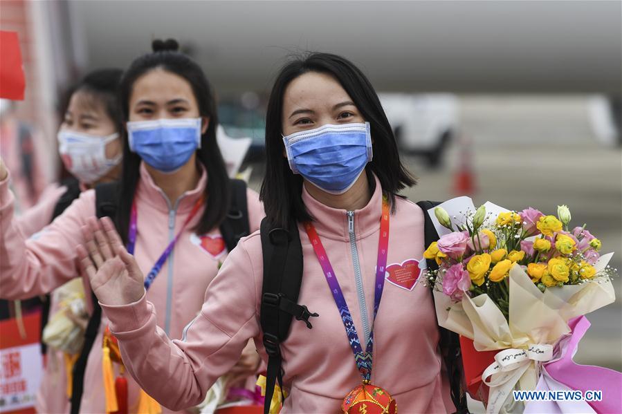 CHINA-GUANGXI-COVID-19-MEDICS-RETURN HOME-ARRIVAL (CN)