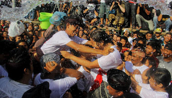 Kissing Festival celebrated in Bali, Indonesia