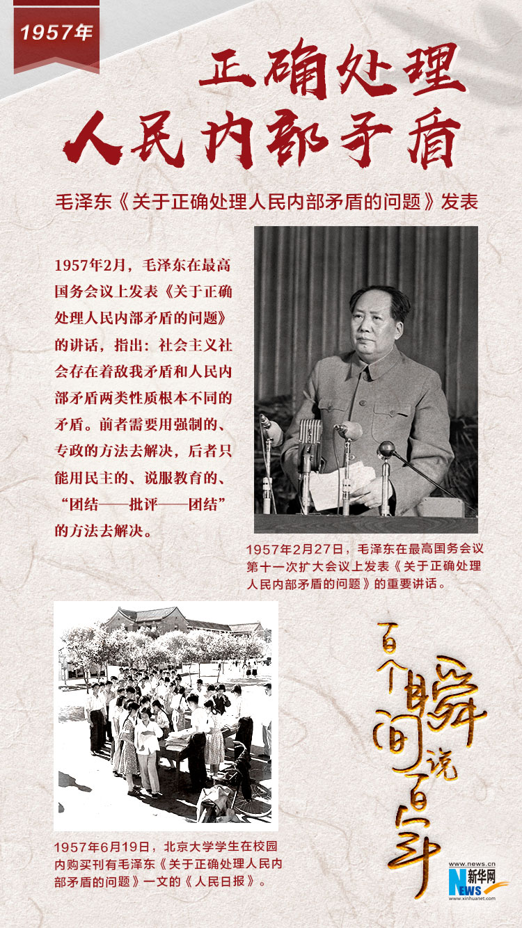 1957，正確處理人民內(nèi)部矛盾